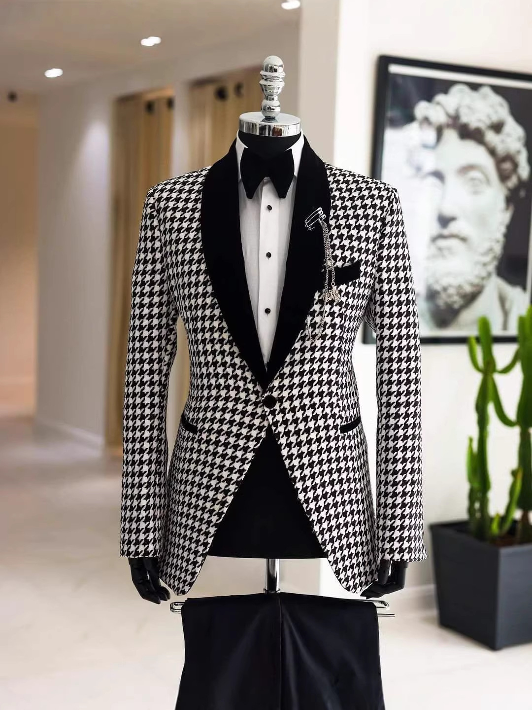Men Formal Wear Clothes - بدلة أنيقة بنقشة مربعات مخصصة للرجال،