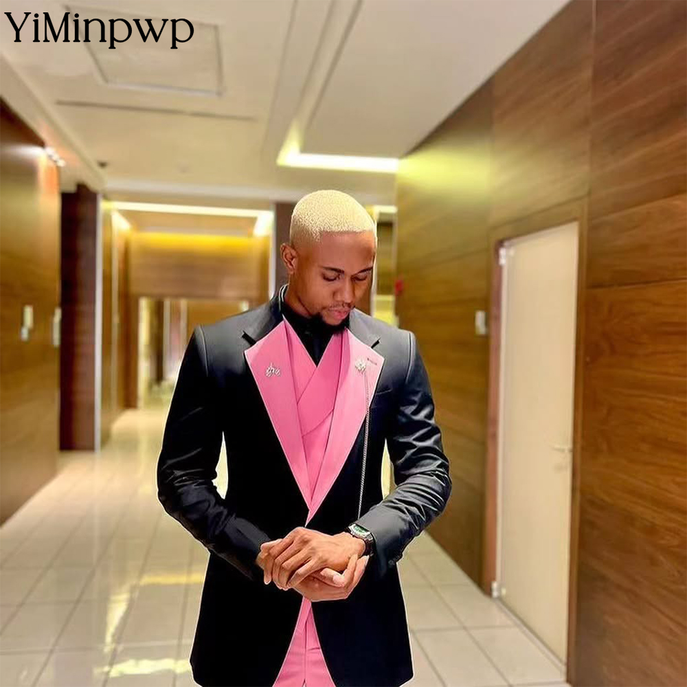 Men Formal Wear Clothes - YiMinpwp بدلة رجالية وردية وسيم بلون