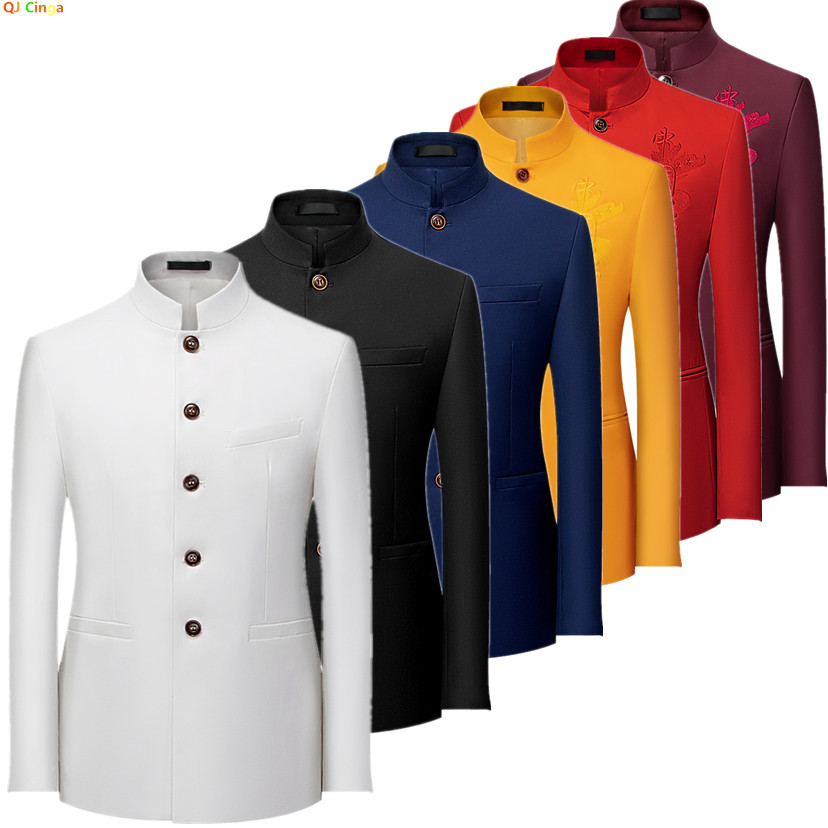Men Formal Wear Red - سترة رجالية طويلة الأكمام بالطراز الصيني