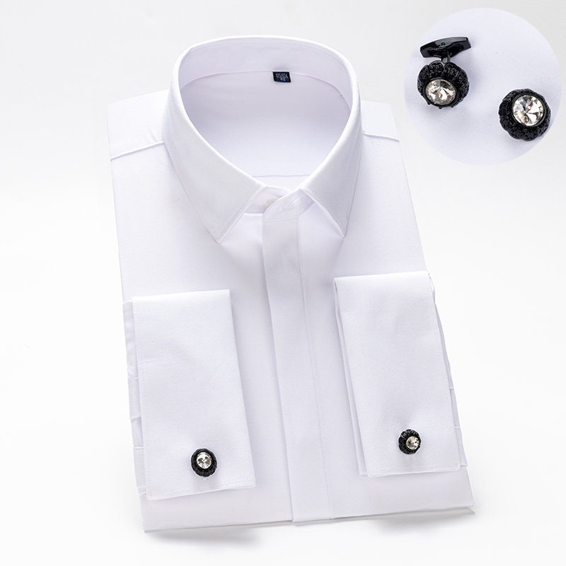 Men Formal Wear Shirts - قميص رجالي بأزرار أكمام فرنسية، أكمام