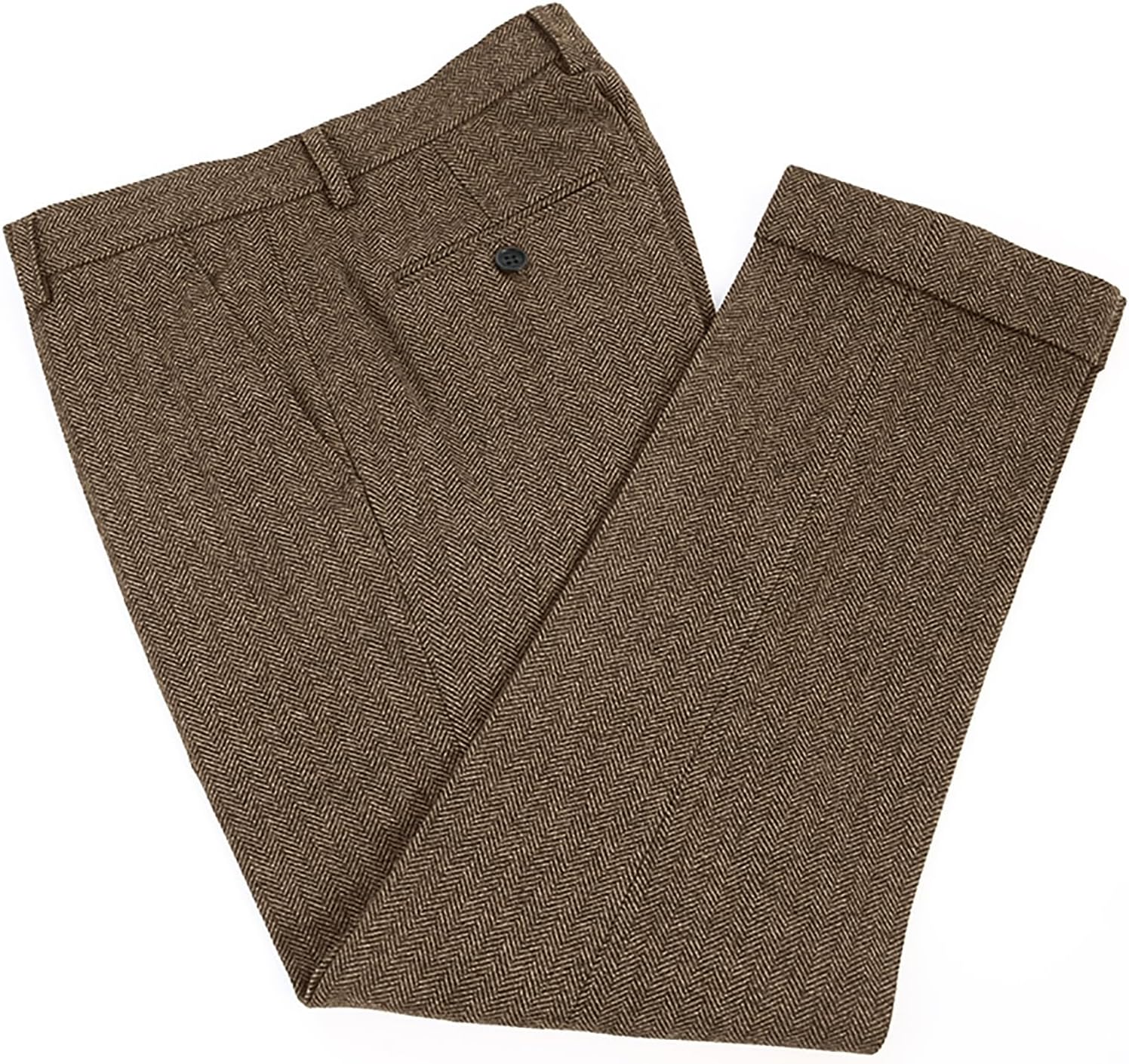 Dress Pant Flat Front - بنطلون رسمي من التويد بنقشة متعرجة،