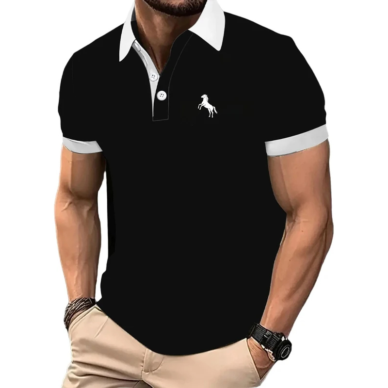 Men Formal Wear Clothes - قميص بولو رجالي، كم قصير، لون