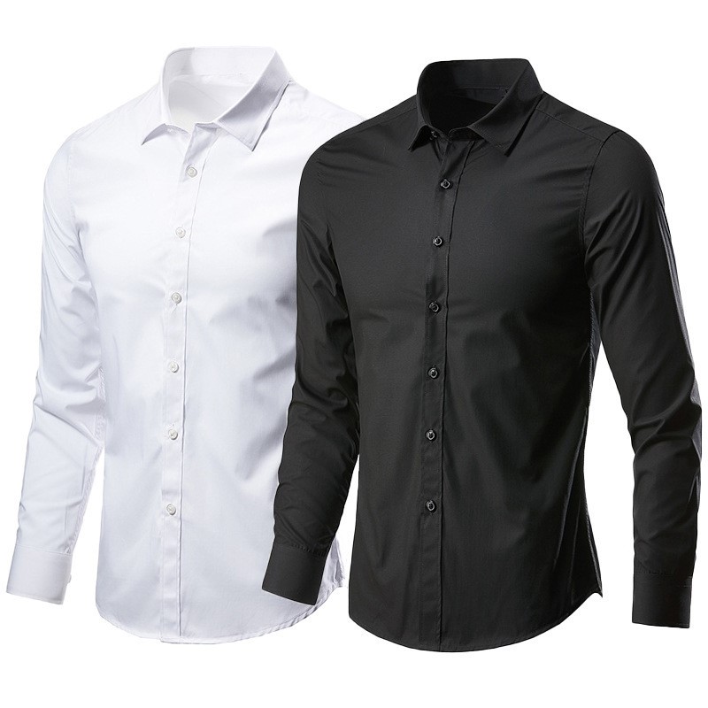 Men Formal Wear All Black - قميص رسمي أسود من القطن للرجال،