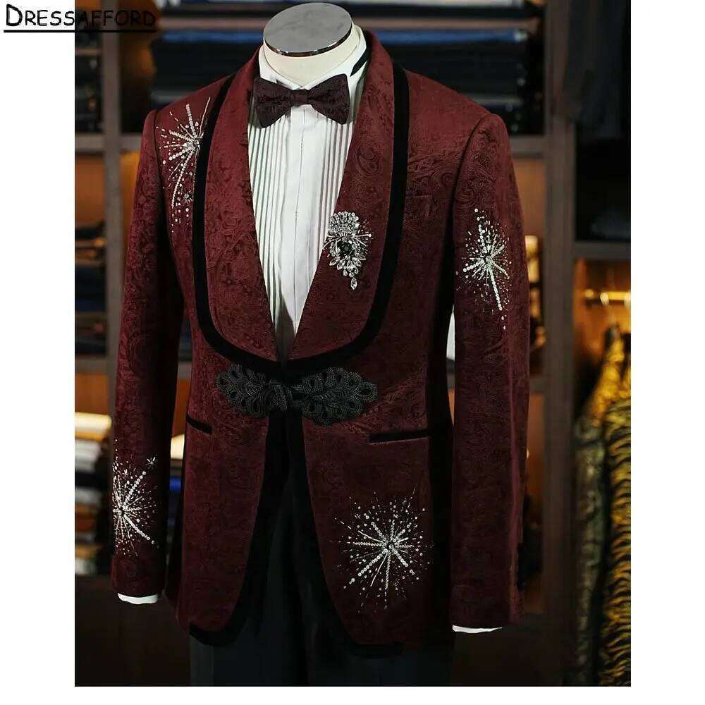 Men Formal Wear Red - بدلة رجالية رسمية للمناسبات من قطعتين