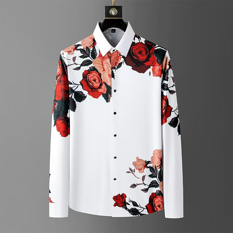 Men Formal Wear Shirts - قميص رجالي كلاسيكي بأكمام طويلة مطبوع