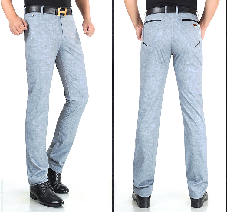Dress Pant Flat Front - بنطلون رجالي رسمي مرن للصيف بقصة