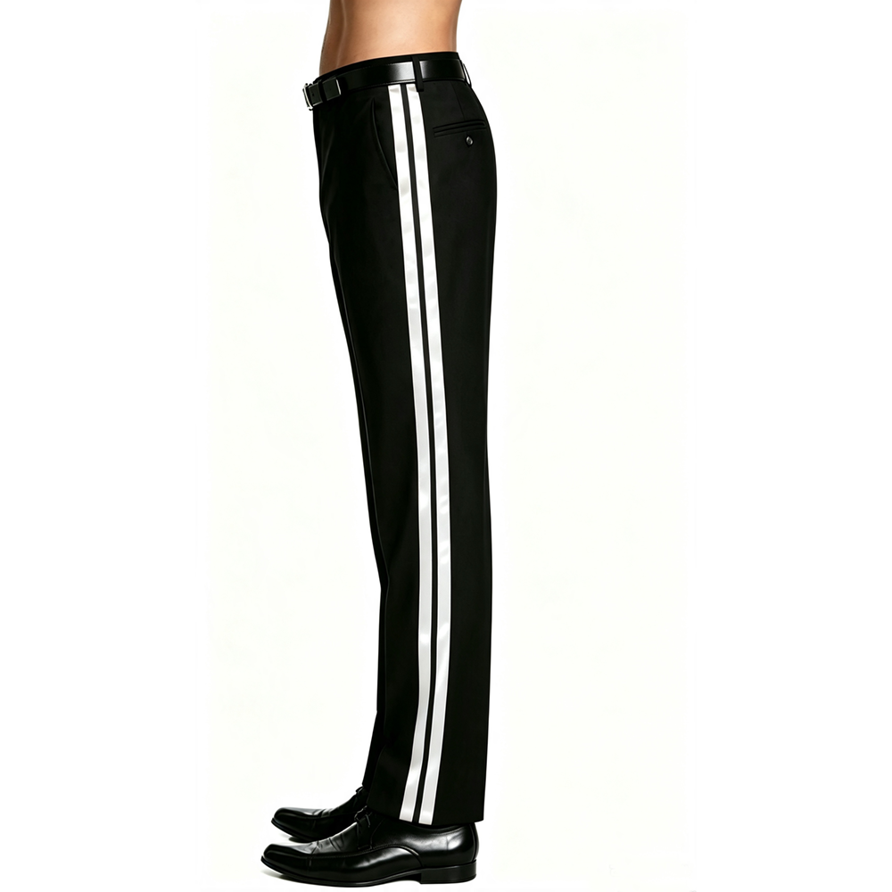 بنطلون بدلة رجالي مخطط مزدوج ب - مراجعة Dress Pant Flat Front وسعره
