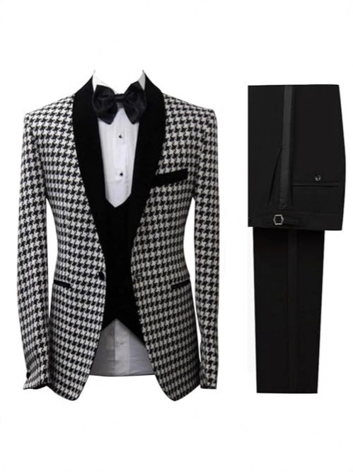 بدلة أنيقة بنقشة مربعات مخصصة  - مراجعة Men Formal Wear Clothes وسعره