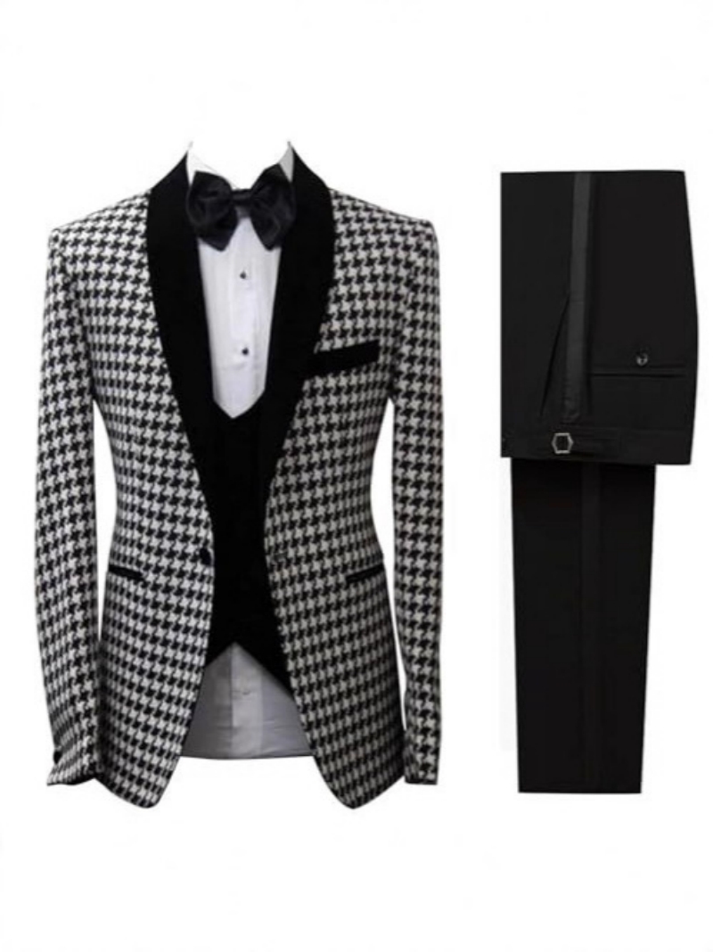 بدلة أنيقة بنقشة مربعات مخصصة  - مراجعة Men Formal Wear Clothes وسعره