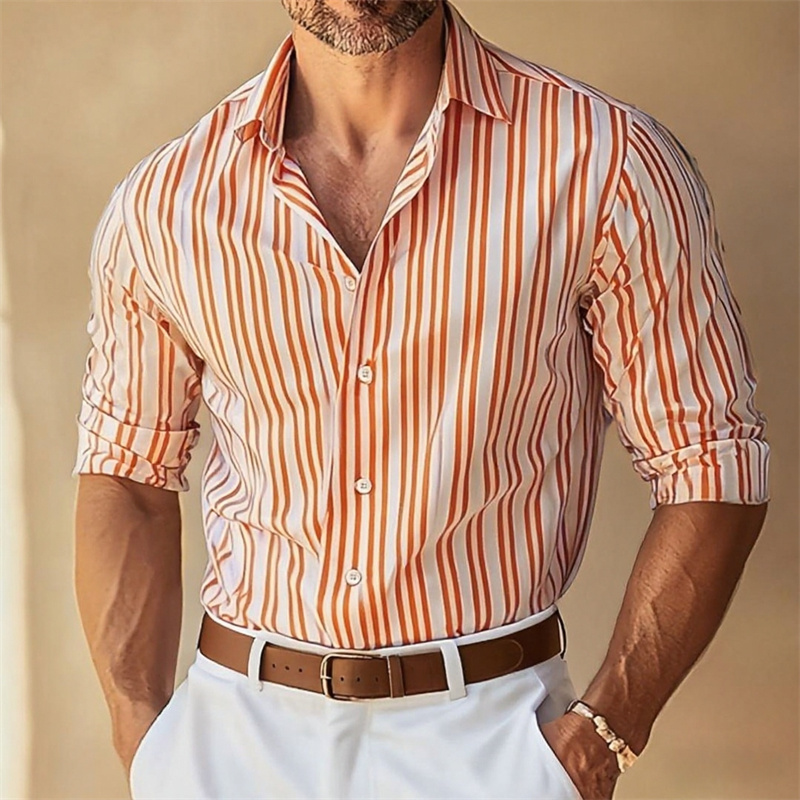 قميص رجالي رسمي بياقة مخططة وأ - مراجعة Men Formal Wear Shirts وسعره