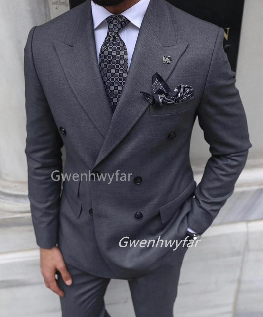 Gwenhwyar Grey Double Breasted - مراجعة Men Formal Wear Clothes وسعره