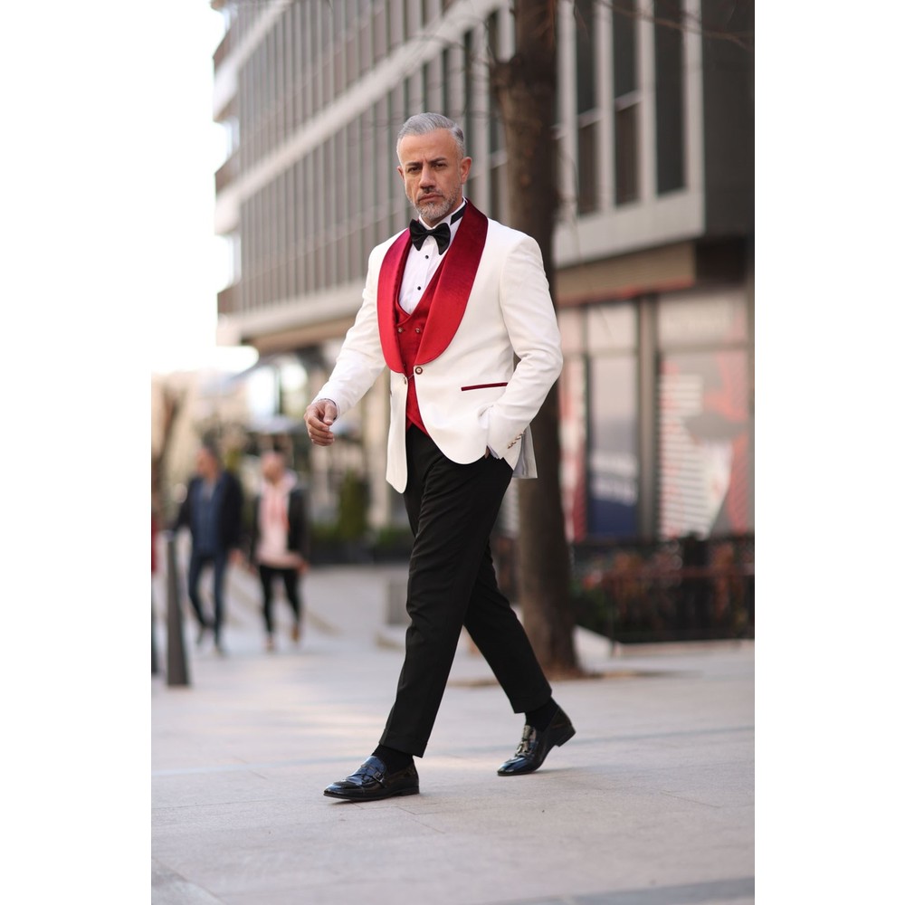 أحمر أبيض الرجال الزفاف البدلا - مراجعة Men Formal Wear Red وسعره