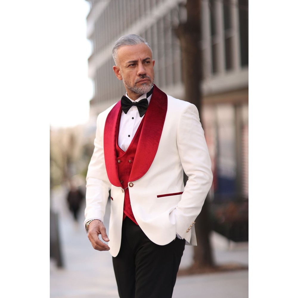 أحمر أبيض الرجال الزفاف البدلا - مراجعة Men Formal Wear Red وسعره