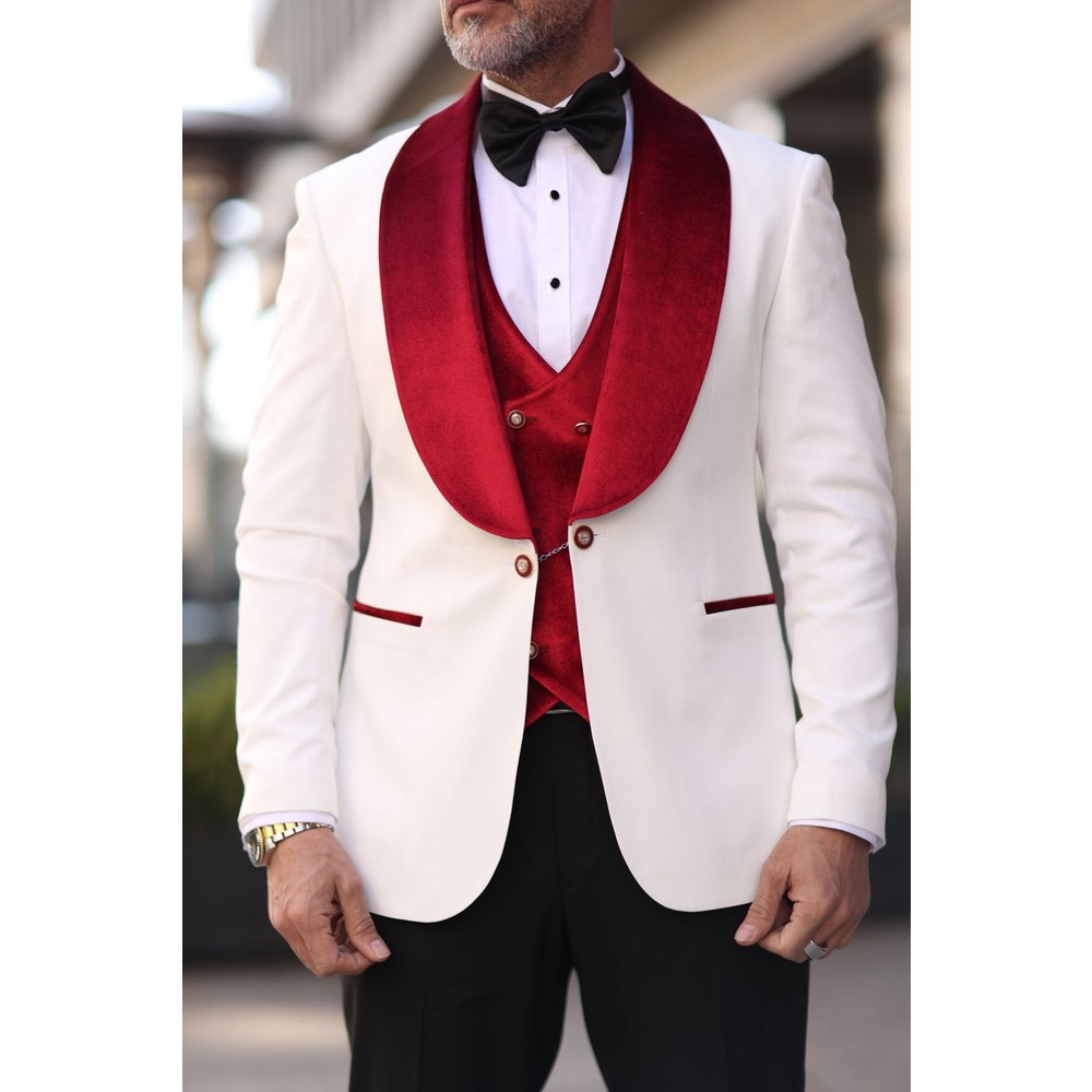 أحمر أبيض الرجال الزفاف البدلا - مراجعة Men Formal Wear Red وسعره