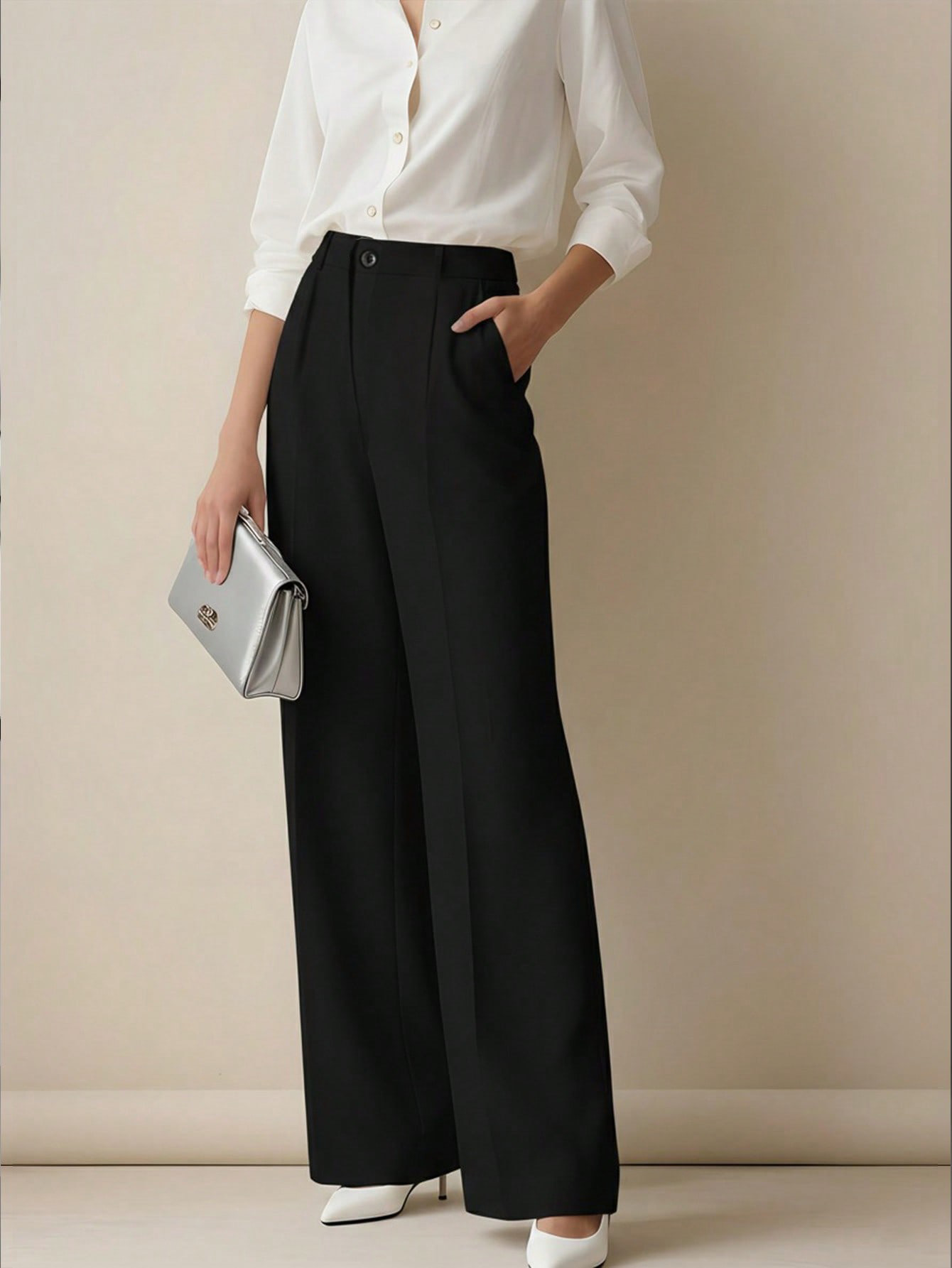 بنطلون نسائي رسمي بخصر مرتفع و - مراجعة Dress Pant Flat Front وسعره